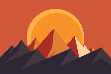 Minimalist forest landscape illustration with warm sun rays and autumn trees.