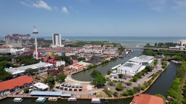 Melaka, Malaysia - Historic portuguese city melaka malacca malaysia river and promenade view