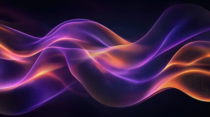 Glowing Abstract Purple and Orange Wave Design on Dark Background

