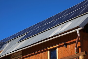 Rural home retrofitted with solar panels in Poland