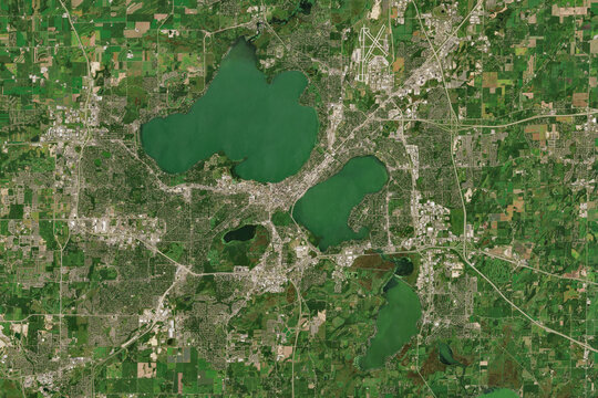 Satellite image of Madison, the capital city of Wisconsin, USA - contains modified Copernicus Sentinel Data (2024)