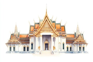 Naklejka premium Architecture illustration watercolor building.