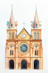 Obraz premium Cathedral of Saigon cathedral architecture illustration.