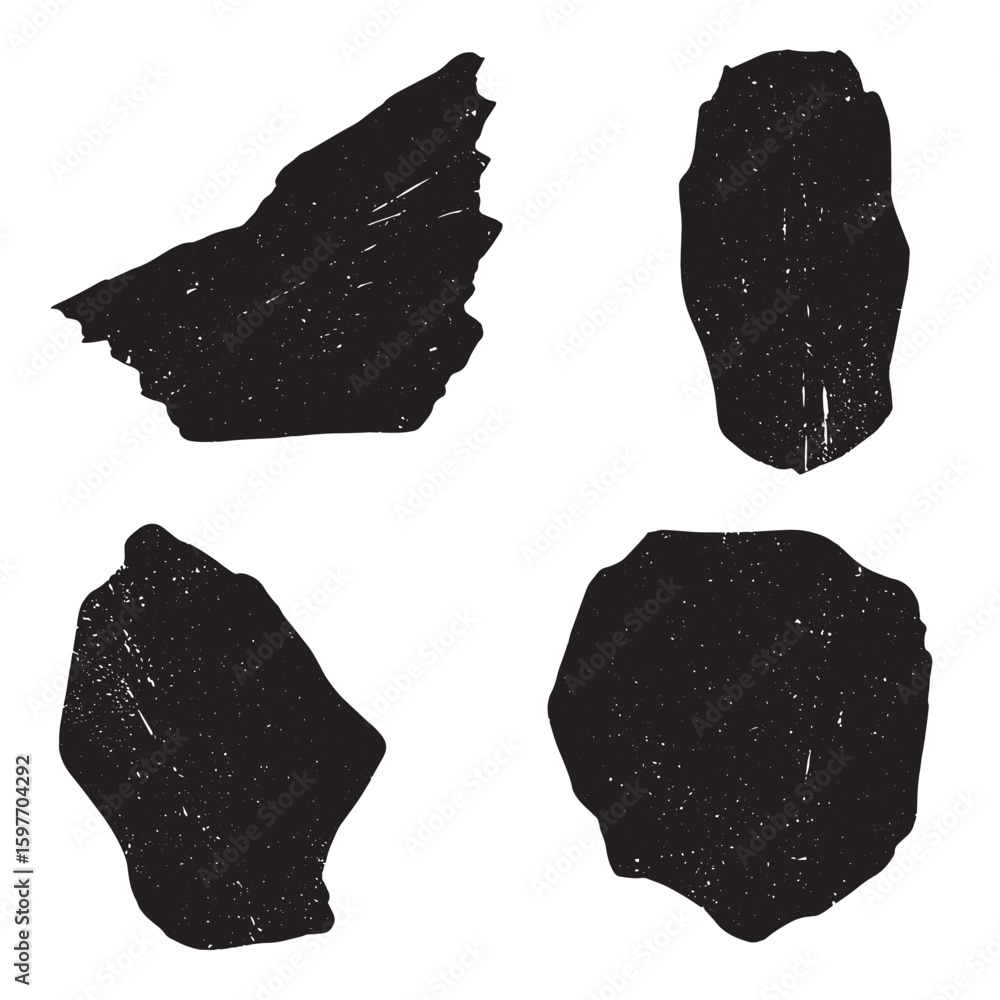 Poster grunge abstract shapes set in black on white background for graphic design projects