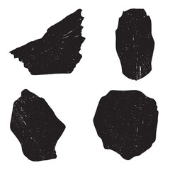 Grunge abstract shapes set in black on white background for graphic design projects