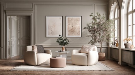 Elegant, beige living room