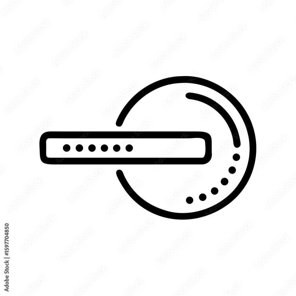 Poster a line art icon depicting a password entry field and a circular touch sensor, suitable for websites 