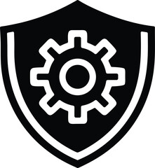 shield with gear vector icon.