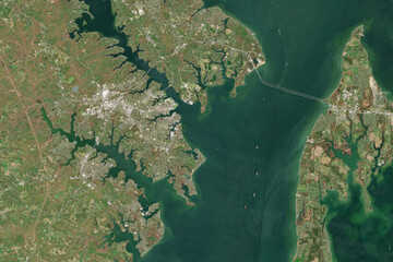 Satellite image of Annapolis, the capital city of Maryland, USA - contains modified Copernicus Sentinel Data (2025)