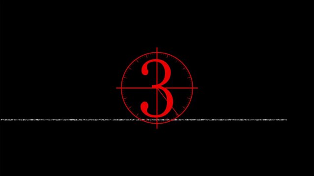 Glowing red number three with glitch effect and horizontal line on black background symbolizing countdown or data corruption