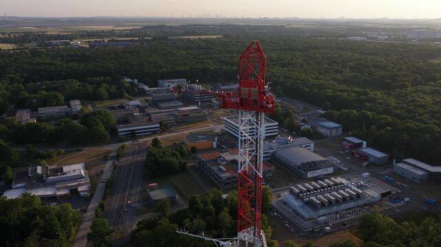 Aerial view of Forschungszentrum Julich interdisciplinary research center surrounded by greenery