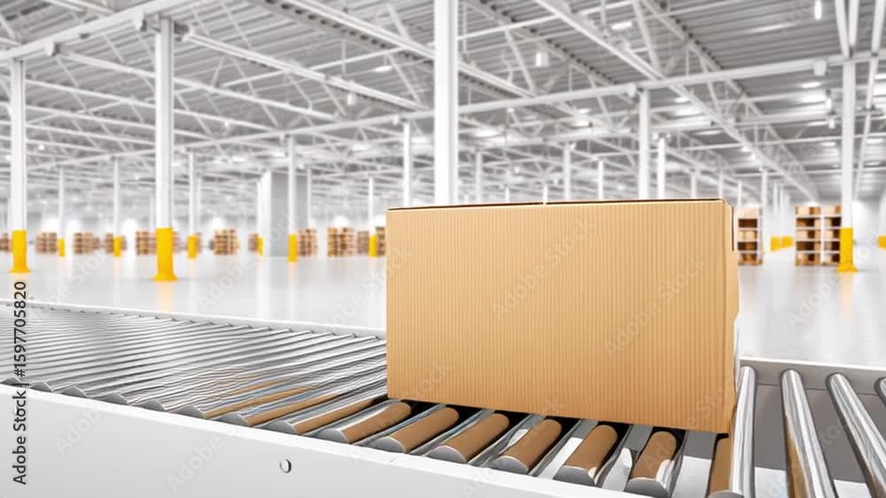 Aufkleber package conveyor warehouse logistics shipping box industrial automation ecommerce distribution fulfi