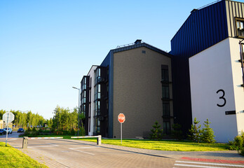 Automatic car barrier in closed residential complex. Car barrier in front yard in Condominium....