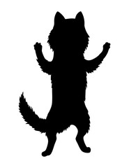 Cat silhouette. Black cat shape isolated on white background. Hand drawn illustration, flat design. Vector kitty plays