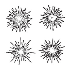 Obraz premium Hand drawn fireworks burst elements in a variety of shapes and designs for celebration and design