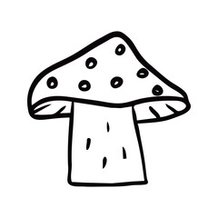 Simple Black and White Illustration of a Cartoon Mushroom