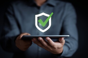 Shield Icon Check Mark Tablet IT