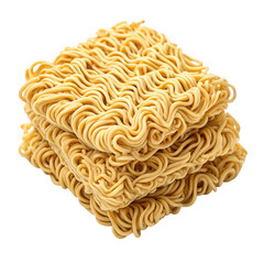Photo of stack of instant ramen noodles isolated on transparent background