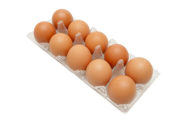 Brown Chicken Eggs in Plastic Carton Tray