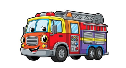 Cartoon Fire Truck Illustration For
