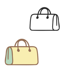 Travel bag color and outline simple vector set for design and decoration