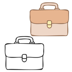 Men bags wallets small cases simple outline and color vector illustration