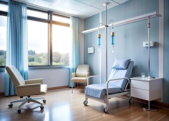 quiet medical room hanging iv drip