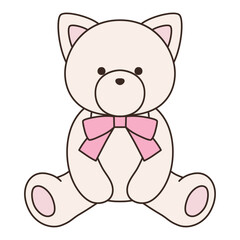 リボンをつけたかわいい猫のぬいぐるみのベクターイラスト。ねこ、アイコン