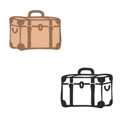 Vintage travel trunk color and outline vector illustration with copyspace