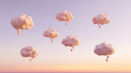 Fototapeta premium Abstract thought bubbles floating against a gradient sky, representing ideas and creativity. 
