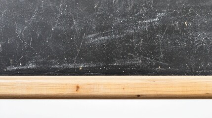 Close-up of a dusty chalkboard with a wooden frame