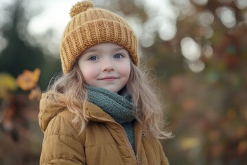 Small girl standing outside in nature, embodying innocence and the beauty of childhood exploration, Generative AI