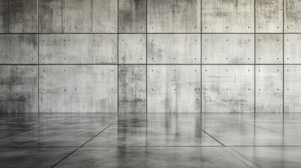 Empty, modern concrete interior space