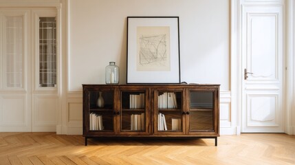 Fototapeta premium Elegant interior with wooden sideboard