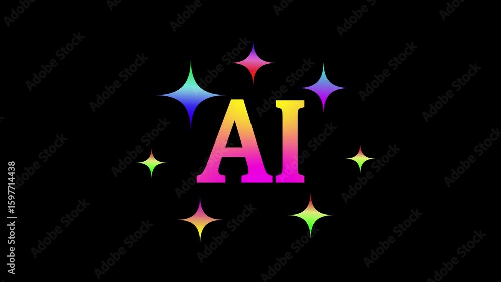 Poster generative ai logo icon . search icon with magic sparkle stars symbol , artificial intelligence sign