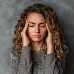 Woman suffering from headache or stress