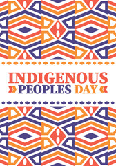 Indigenous Peoples' Day. Native American Day. American Indian culture. Heritage Month. Celebrate annual in United States. Tradition pattern. Poster, card, banner and background. Vector