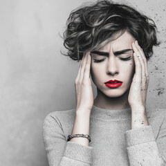 Woman suffering from headache or stress