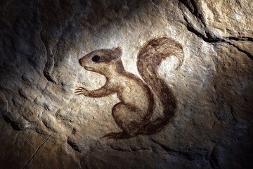 Eyepatch Squirrel in Prehistoric Cave Painting