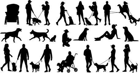 Group people all ages activities with dogs