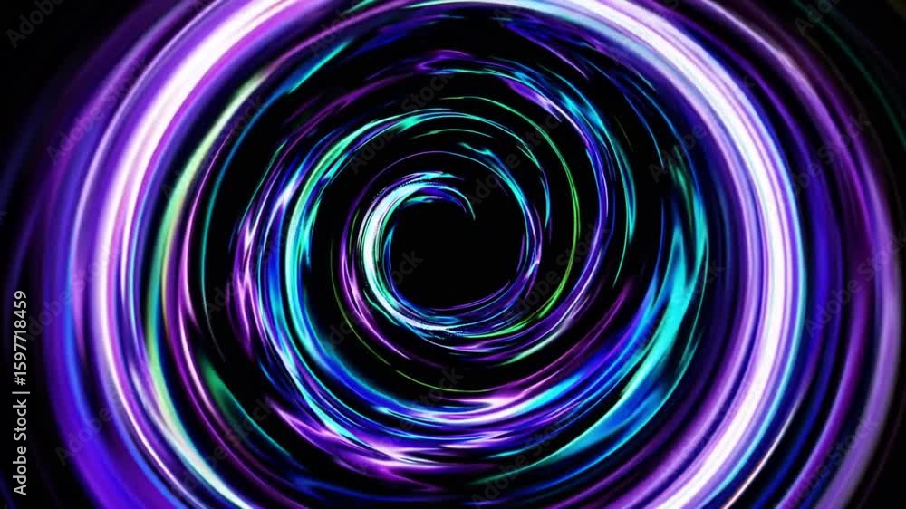 Poster swirling vortex animation presenting electric plasma effect with multiple colorful variations dancin