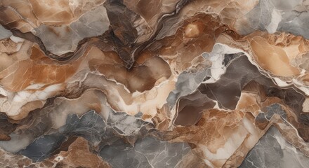 Obraz premium A close up of brown and gray marble with swirling patterns and textures visible here