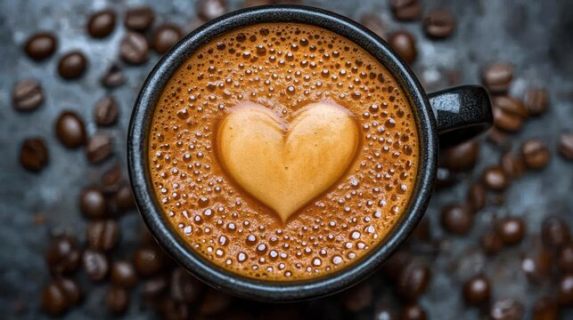 heart shaped coffee beans - Powered by Adobe