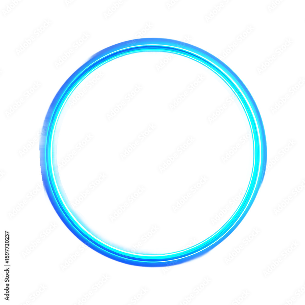 Poster a vibrant blue circle glows brightly, isolated on transparent background, creating a modern and abst