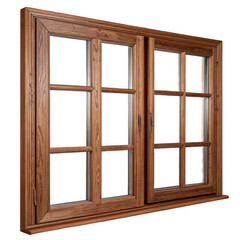 Fototapeta premium Brown wooden double hung window