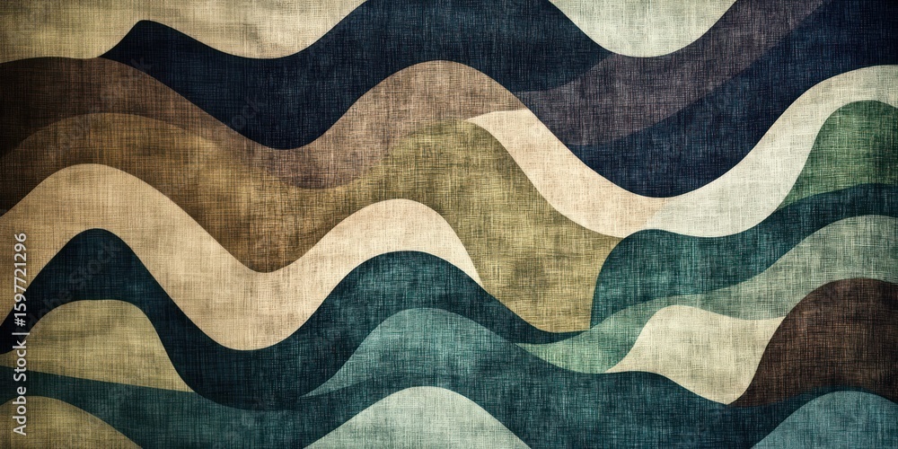 Poster multicolored linen fabric in the shape of waves texture pattern person.