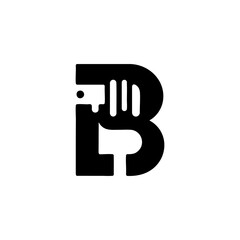  Letter B Fork Negative Space Concept Logo