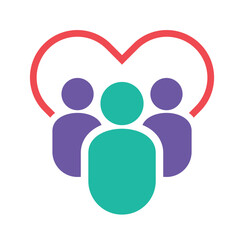 Group of People with Heart Graphic