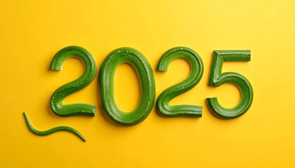 Green numbers 2025 on yellow background