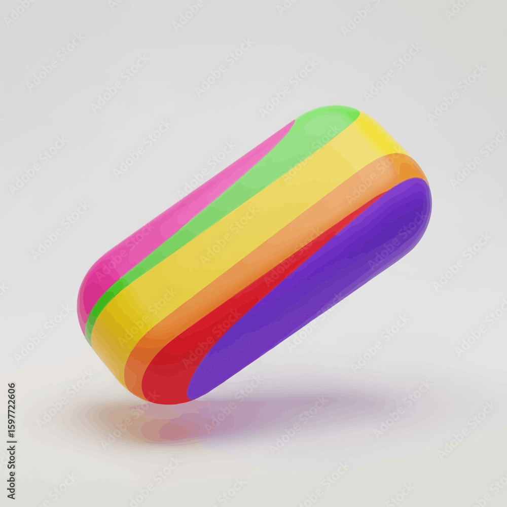 Poster Floating Colorful Object with Rounded Edges on White Background